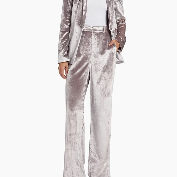 PAIGE Chateau Velvet Wide-Leg Pants in Pewter - Picture 7 of 8